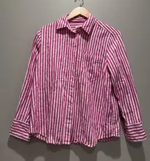 Banana Republic Pink Striped Button Up Shirt Classic Linen Size Small