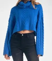 Elan  Blue Cropped Turtleneck
Sweater(Size Medium)