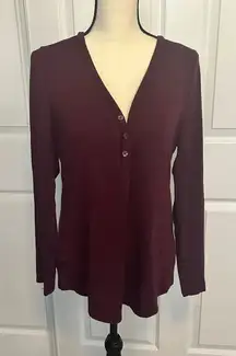 Athleta Nighttime Bliss Sleep Top Women's Large Long Sleeve T‎ Shirt Burgundy