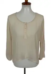 Sparkle and Fade Sheer Cream Blouse Medium Long Sleeve Romantic Girly Date Night