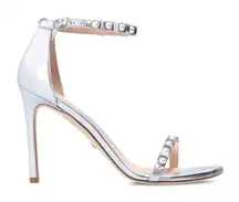 Unisa Sandals Womens Size 10 Silver Embellished Ankle Strap Stiletto Heels