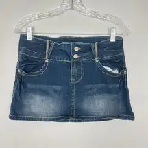 Anchor Blue Y2K Denim Mini Skirt Low Rise Size 7