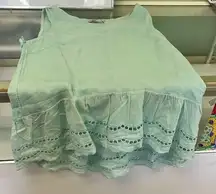 Valentina Naldi tank top size small. Linen. EUC. Aqua colored.