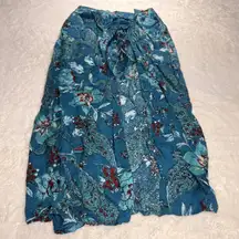 Band of Gypsies Womens Teal Floral Maxi Skirt Boho Festival Flowy Size Small NWT