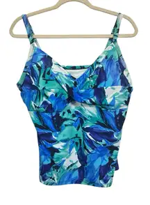 Croft & Barrow Womens Plus 20 W Tankini Swim Top Blue Watercolor Beach Vacation
