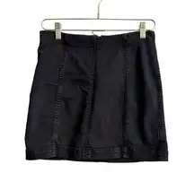 Free People  Denim Mini Skirt Women's 8 Black Boho Summer Zip