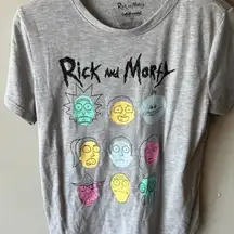 RICK and Morty Character Faces Gray Short Sleeve Graphic Adult Swim T-Shirt Top