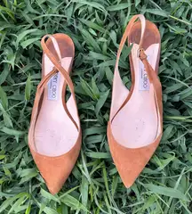 Jimmy Choo Brown Suede Ankle Strap Block Heel Size 38.5