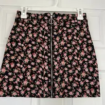 black floral denim skirt