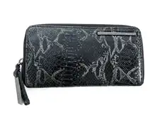 large kenneth cole zip around organizer bifold embossed grey leather wallet