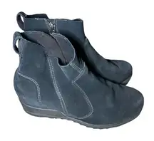 Sorel Women's Evie Bootie Size 9.5 Waterproof Black Suede Zip Wedge Ankle Boots