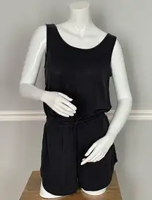 Athleta Black Sleeveless Romper XS Modal Blend Drawstring Waist Active Lounge