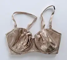 Victoria's Secret Gold Faux Leather 32DDD F NEW Push Up Sexy Dressy Date Night
