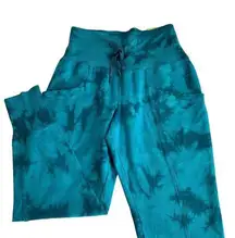 All In Motion Teal Green Tie Dye High Rise Ribbed Jogger Loungewear Sweatpants