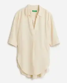 J.Crew Popover Shirt Airy Gauze Tunic Warm Sesame Relaxed Cotton Beach XXS NWT