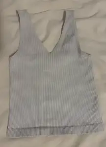 White ribbed V-neck tank top