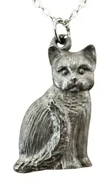 Vintage Spoontiques Pewter Cat pendant Necklace