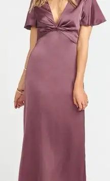 Show Me Your Mumu Rome Twist Satin Gown Dress Plum Purple Size XXS NEW