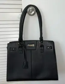 BCBG EUC PARIS BLACK MEDIUM DOUBLE‎ HANDLE SATCHEL BAG.