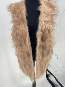 Eyeshadow‎ Sweater Vest Women's XL Peach Faux Fur  Open Front Chunky Knit Bag2