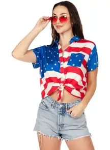 Tipsy‎ Elves American Flag Button Down Shirt - Size S - Red/White/Blue - NWOT