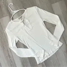 Banana Republic Shirt keyhole tie front long sleeve womens White (small) vintage