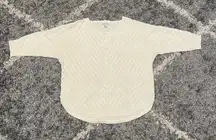 Dana Bachman Sweater Women’s XLarge White Metallic Gold 3/4 Sleeve Knit Pullover