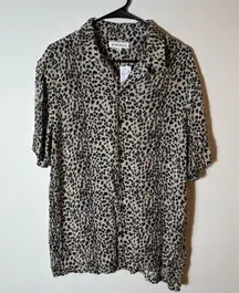 PacSun Leopard Print Button-Up Shirt Dress Oversized‎ Fit Size Medium