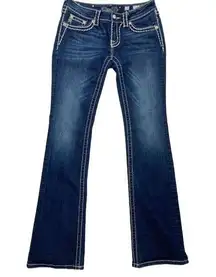 *Miss Me Jeans Womens Size 28 Bootcut Bling Rhinestone Flap Pocket Rock Festival