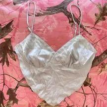 satin mint open tie back tank top 