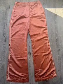 Jason Wu Satin Wide Leg Pants Copper Brown Size 6 High Rise Trouser