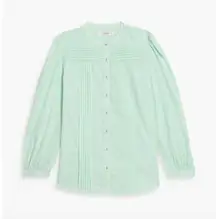 Joie Vesta pintucked cotton-voile blouse in Mint