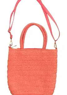 Crossi NWT pink woven straw handbag with handles and removable crossbody strap