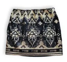 Yan/Black Sequin Mini Skirt, Women's M