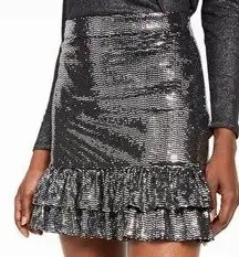 disco silver metallic party cocktail skirt