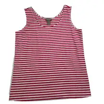 Chico's Tank Top Women's Size 1 Medium Pink and White Nylon Stripe Lightweight