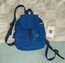 NWT Kipling Small Backpack (Convertible To Shoulderbag) Deep Sky Blue Firefly