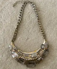 Gorgeous Gold Solid Plate Necklace with Crystal Bead Detail