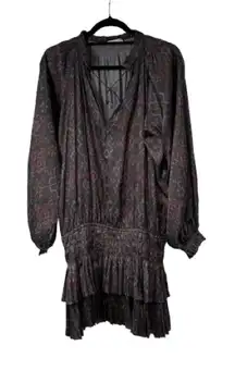 Ulla Johnson Piera Dress in Batik Geometric Printed Long Sleeve Peasant Dress