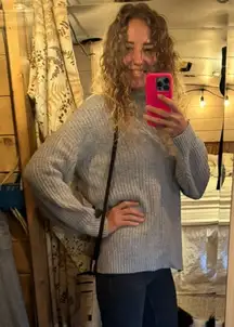 Rachel Zoe Mock Neck Ribbed‎ Sweater in Grey Size Small