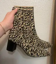 JustFab Cheetah Leopard Print Heel Boots Animal Sock Booties Fall Boots Trending Boots