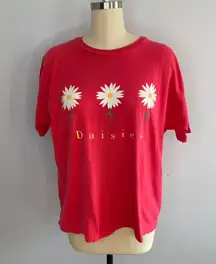 Her Way Vintage 1990’s Daisies Tee Shirt- Pink- Size Large