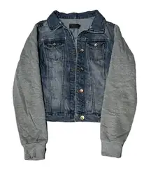 L Ci Sono Blue Gray Polyester DenimJean Jacket Sweatshirt Autumn Casual Women’s