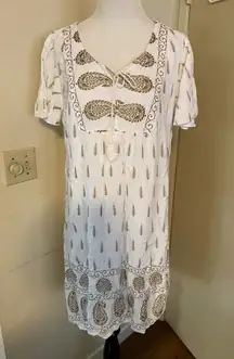 Lapogee Women's Shirt Sleeve Paisley And Floral Tunic Boho Dress Size XL