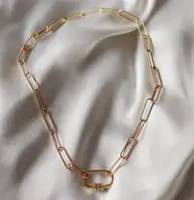 Boutique Dainty Gold Carabiner Necklace On Paperclip Chain