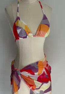 Multicolor Triangle 3Pieces Bikini Set NWOT 