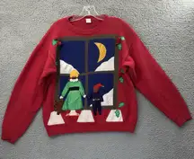 Vintage Knit Christmas Sweater Holiday Ugly Retro 90s Cottagecore Women's Large