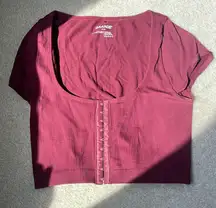 Red crop top with button down front