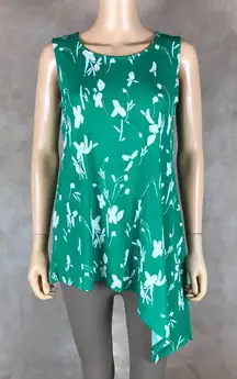 ALFANI Green Floral Sleeveless Asymmetrical Tunic NEW SMALL