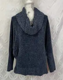 WHBM Cowl Neck Dolman Sleeve Chenille‎ Sweater in Denim Blue Size S